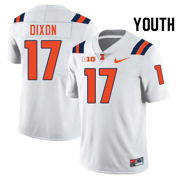 Youth #17 Collin Dixon Illinois Fighting Illini College Football Jerseys Stitched-White